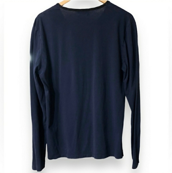 THE KOOPLES Navy Blue Leather Trim Two Button Henley EUC! - Picture 3 of 8